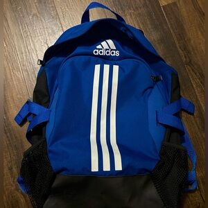 🔥Adidas🔥Blue Backpack with 3 Stripe Design and Mesh Pockets Back To school Ready